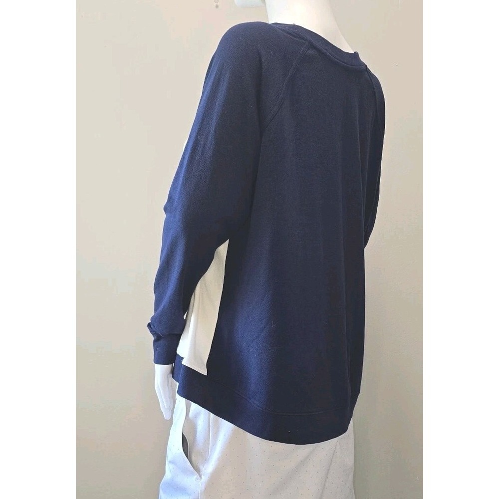 Belyn Key Women's Navy White Stripe Raglan Long Sleeve Top Size M Rayon Golf‎ - Picture 7 of 16